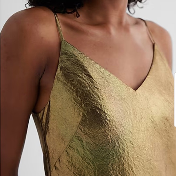Express size S metallic gold slip midi dress - Picture 2 of 9